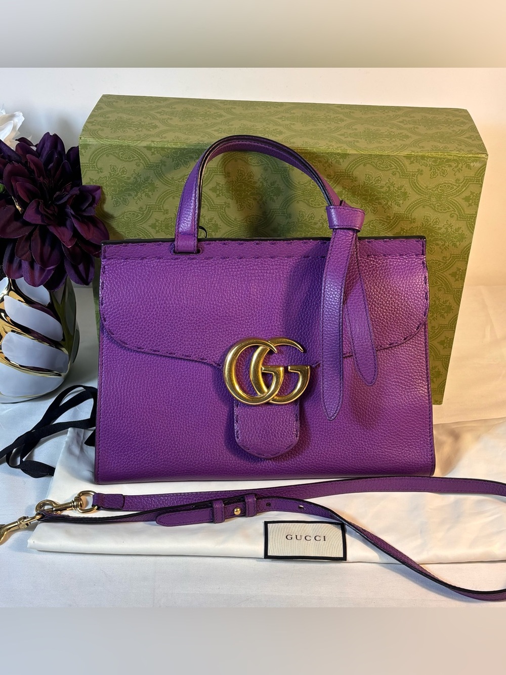 Gucci Purple Marmont Top Handle Bag